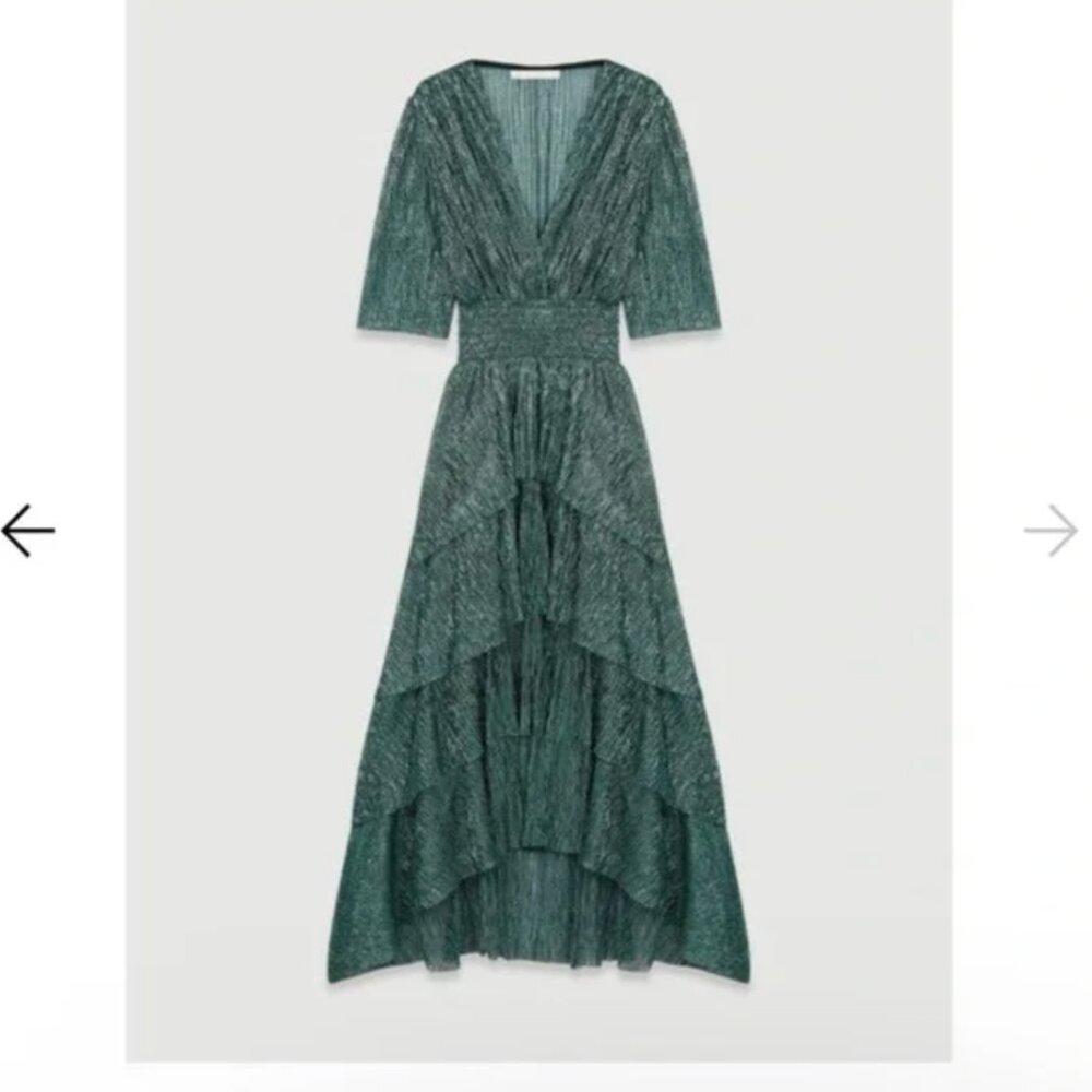 MAJE Ruffine Lurex Ruffled Midi Dress - Picture 4 of 5